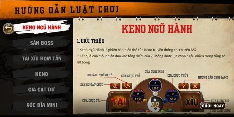 keno ngũ hành